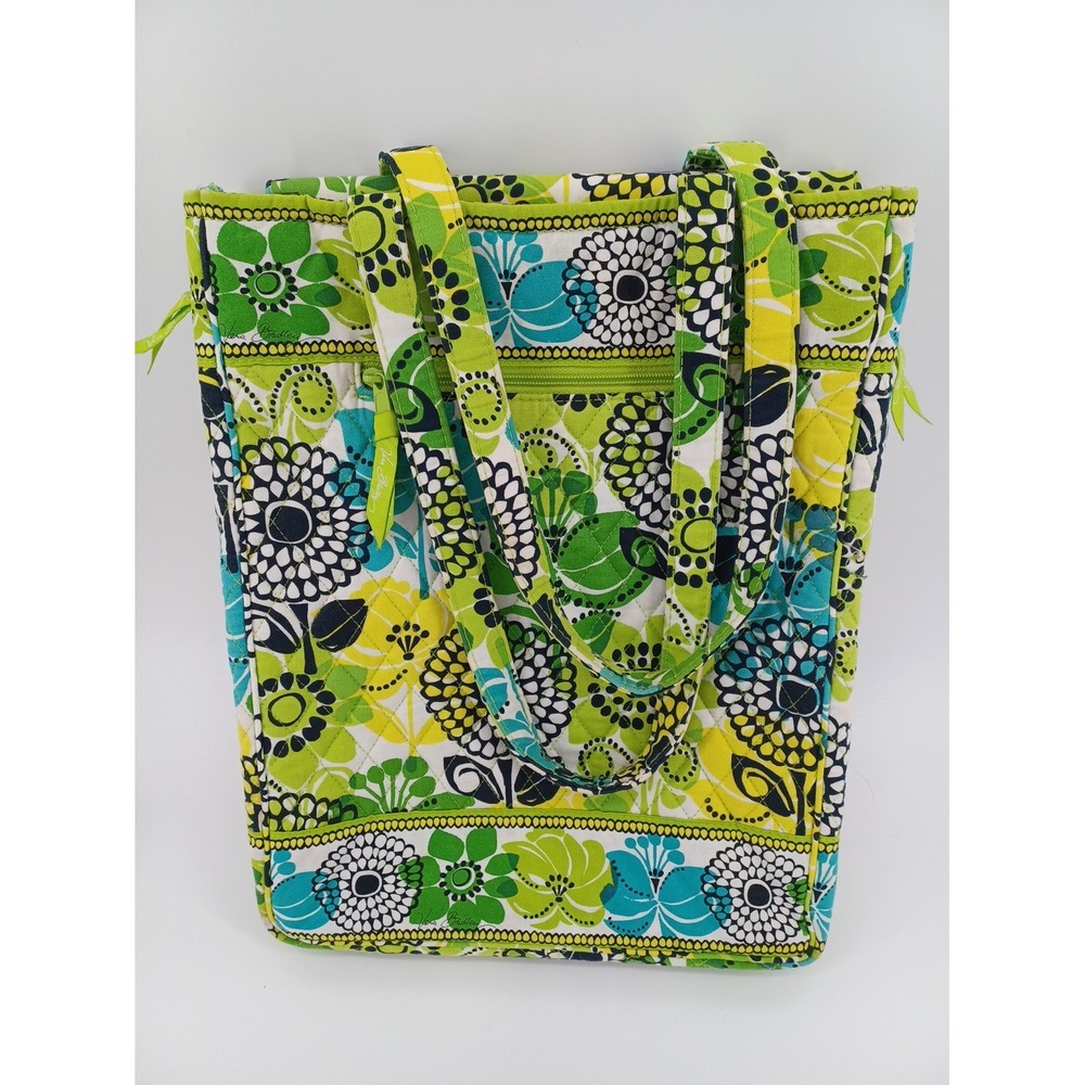 Vera Bradley Lime Green/ Blue Flowers Laptop Bag